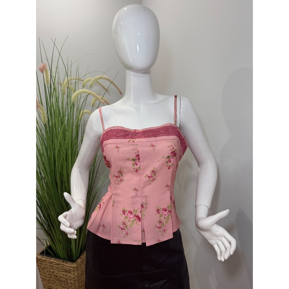 Commense Floral Peplum Cami Top Lace Trim Style Blouse Tank Top size XL /12 - Picture 5 of 10